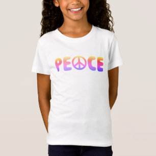Camiseta Paz, Retro Hippie Vibes Meninas Longa Folga