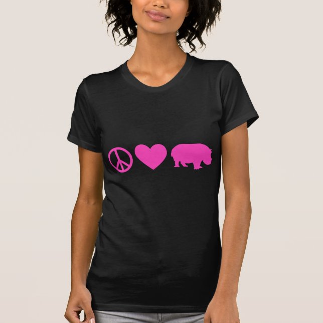 Camiseta Paz Rosa Amor e Hipopótamos (Frente)