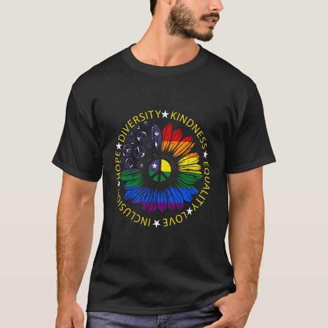 Camiseta Paz Sinaliza Orgulho Usa, Bandeira Arco-Íris Patri (Frente)