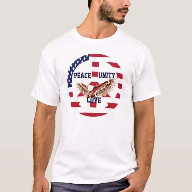 Camiseta Paz,Unidade e Amor_ (Frente)