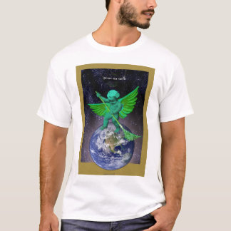 Camiseta Paz verde do anjo no t-shirt da terra