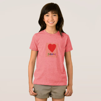 Camiseta "Paz" Vermelho Claro com Coração Vermelho
