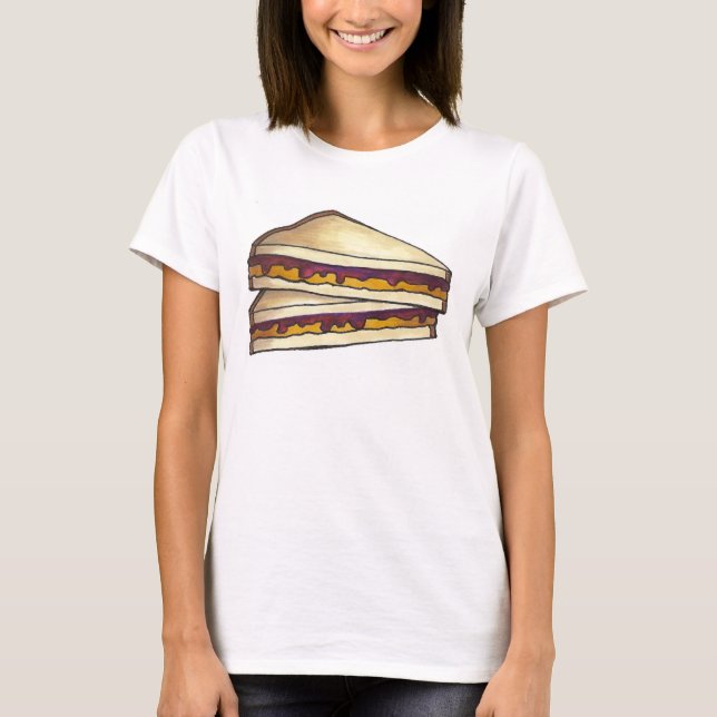 Camiseta PB&J Manteiga de amendoim e sanduíche de gelatina (Frente)