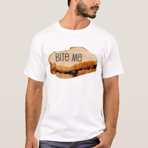 CAMISETA PB&J "MORDEM-ME" IMPRESSÃO DO SANDUÍCHE