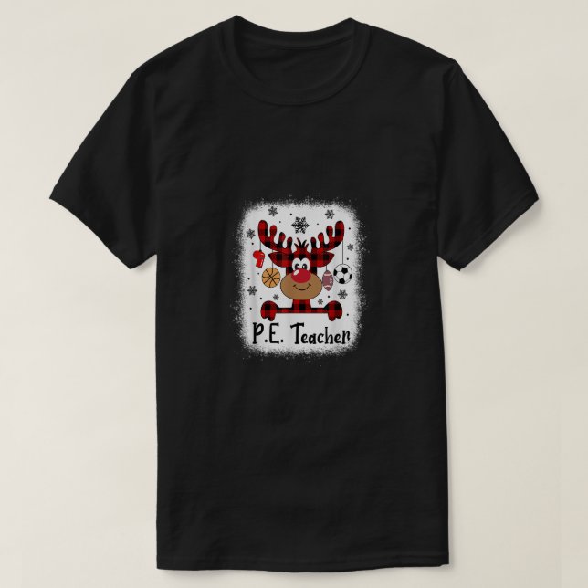 Camiseta PbE7 PE Professor Reindeer de Natal Feliz Natal PE (Frente do Design)