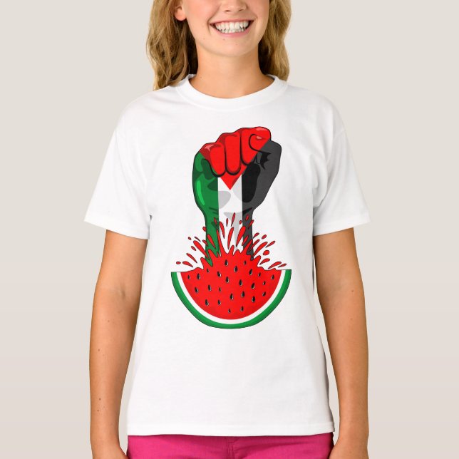 Camiseta Pé de resistência da Palestina em Watermelon (Frente)