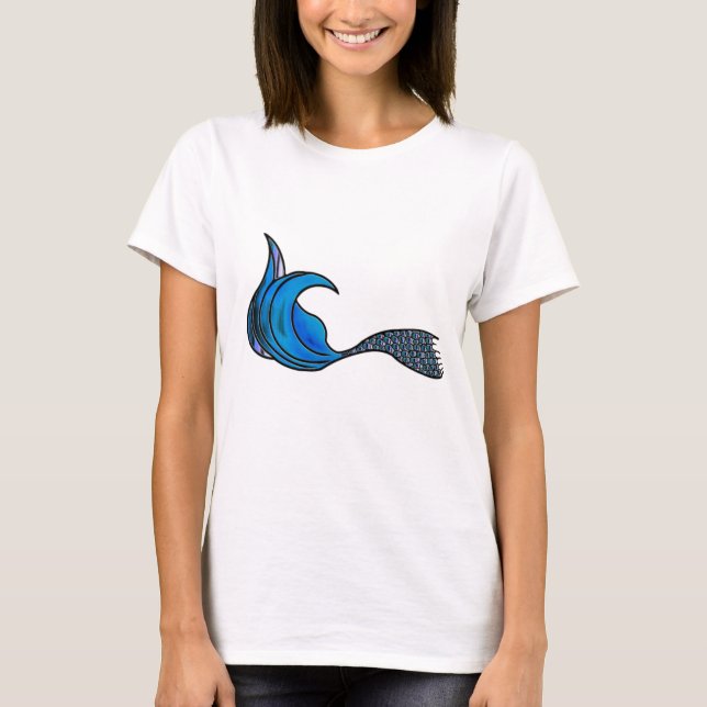 Camiseta Pé-de-Sereia em azul (Frente)