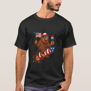 Camiseta Pé Grande 4 de julho bandeira americana Sasquatch