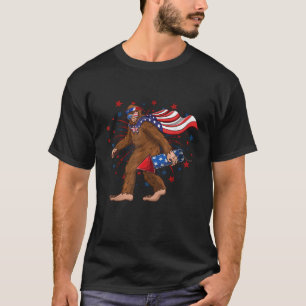Camiseta Pé Grande 4 De Julho Fogos De Artifício EUA Flag M