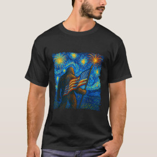 Camiseta Pé Grande 4 De Julho Starry Night Van Gogh Usa Fla
