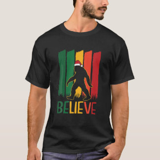 Camiseta Pé Grande Acredita No Natal Engraçado Retro X-Mas