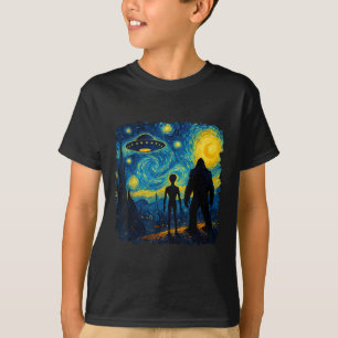 Camiseta Pé Grande Alien Ufo Van Gogh Noite Estrelada Sasqu