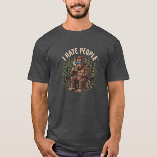 Camiseta Pé grande bebendo café Eu odeio as pessoas