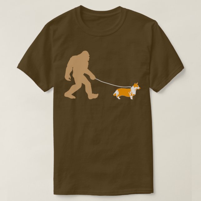 Camiseta Pé Grande Caminhando Com Cachorro Corgi T (Frente do Design)