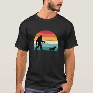 Camiseta Pé Grande Caminhando Dachshund Crianças Retro Pôr