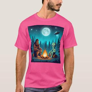 Camiseta Pé Grande Com Alienígena No Sasquatch Engraçado De