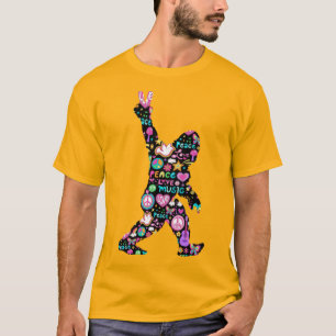 Camiseta Pé Grande de Paz Hippie Engraçado Pé Grande
