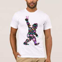 Camiseta Pé Grande de Paz Hippie Engraçado Pé Grande