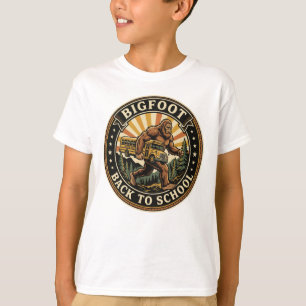 Camiseta Pé Grande de Volta à Escola, Monstro Retro Diverti