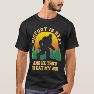 Camiseta Pé Grande é Real Ele Tentou Comer Sasquatch Engraç
