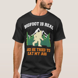 Camiseta Pé Grande É Real Ele Tentou Comer Sasquatch Engraç