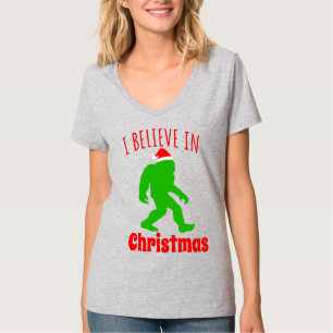 Camiseta Pé Grande Engraçado Eu Acredito No Natal