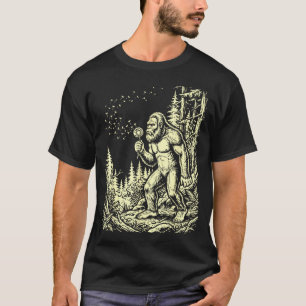 Camiseta Pé grande engraçado soprando dente-de-leão sasquat