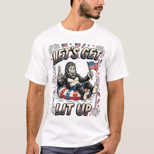 Camiseta Pé Grande Engraçado Vamos Ficar Iluminados Patriót