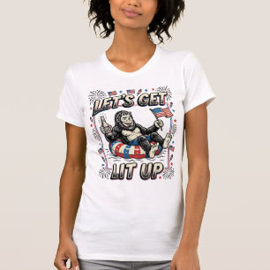 Camiseta Pé Grande Engraçado Vamos Ficar Iluminados Patriót