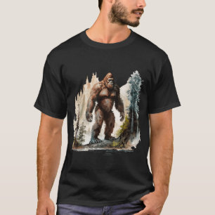 Camiseta Pé Grande Floresta Sasquatch dos Anos 70 Acampamen