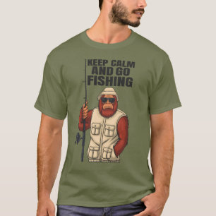 Camiseta Pé Grande Mantenha a Calma e Vá Pescar Engraçado