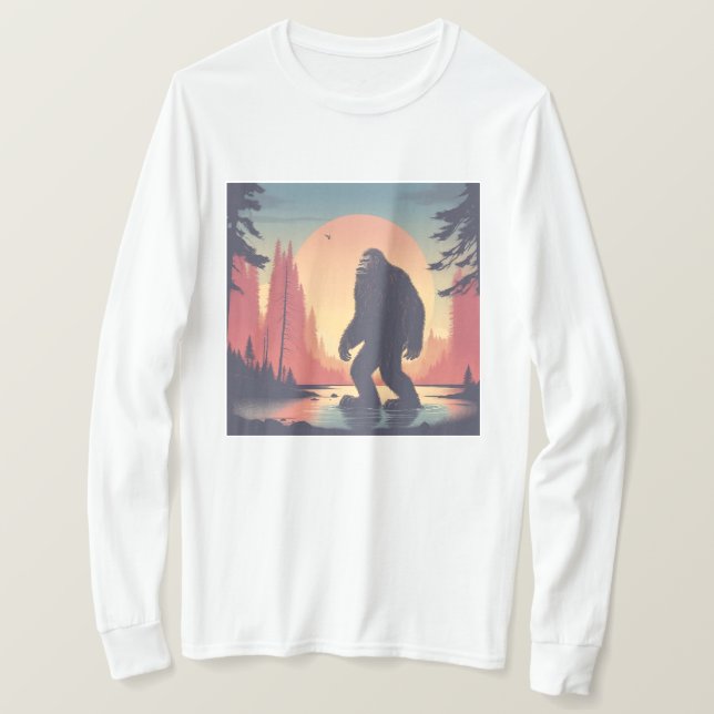 Camiseta Pé grande na floresta, homens de Long Sleeve (Frente do Design)