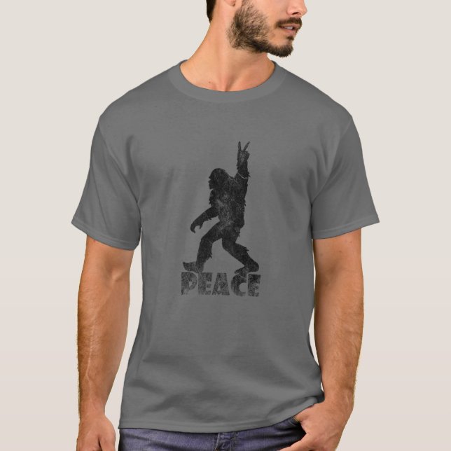 Camiseta Pé Grande Pela Paz Para Sasquatch E Yeti Seguem Di (Frente)