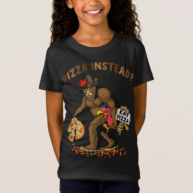 Camiseta Pé Grande Peregrino Turquia Pumpkin Come Pizza Gra (Frente)