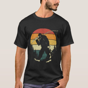 Camiseta Pé Grande Pescado Sasquatch Funny Peixe Sunset 80s
