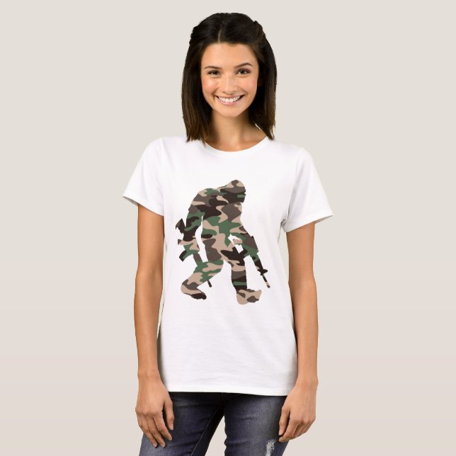 Camiseta Pé-grande Sasquatch Camuflagem (Frente Completa)