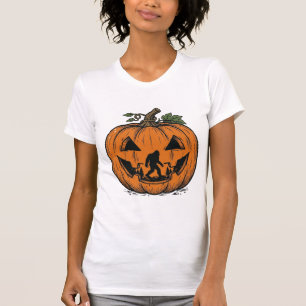 Camiseta Pé Grande Vintage Abóbora Halloween Desenho Vetori