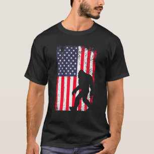 Camiseta Pé Grande, Vintage Sasquatch, Bandeira Americana