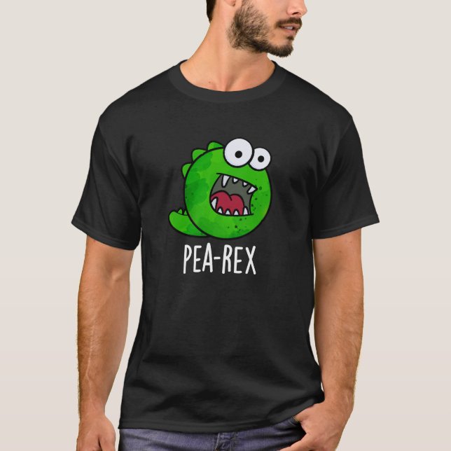 Camiseta Pea Rex Funny Dinosaur Veggie TRex Pun Dark BG (Frente)