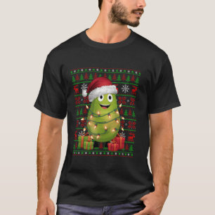 Camiseta Pea Xmas Engraçada Luz Feia Santa Hat Vegetal Ervi
