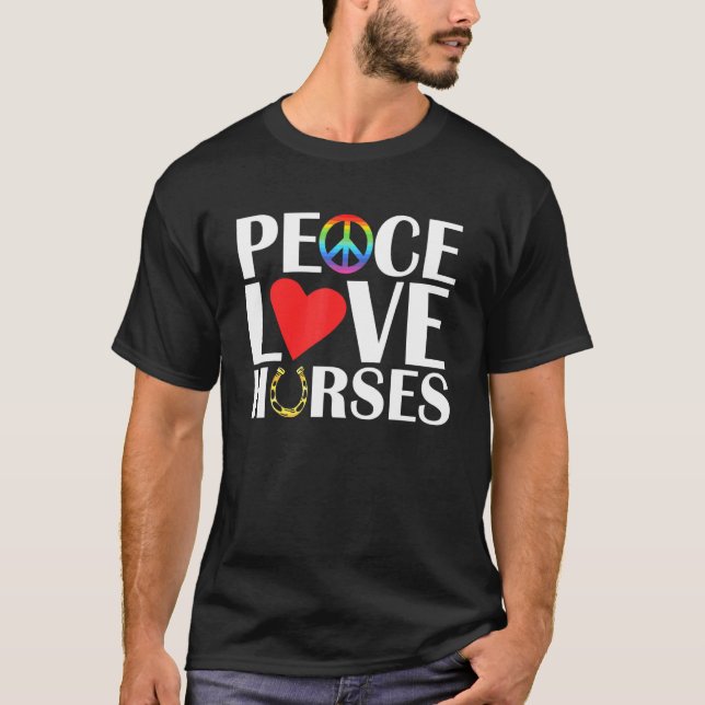 Camiseta Peace ama Horses equestres (Frente)