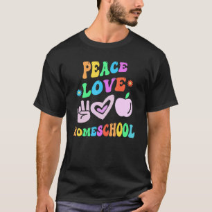 Camiseta PEACE AMOR HOMESCHOOL Retraindo Mamãe Groovy De Vo