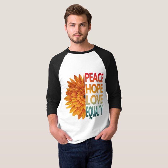 Camiseta PEACE AMVE ESPERANÇA IGUALDADE T-Shirt (Frente Completa)