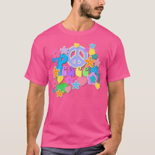 Camiseta Peace and Love Hippy Flower Power Design