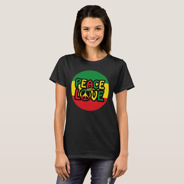 Camiseta PEACE and LOVE, reggae style (Frente Completa)