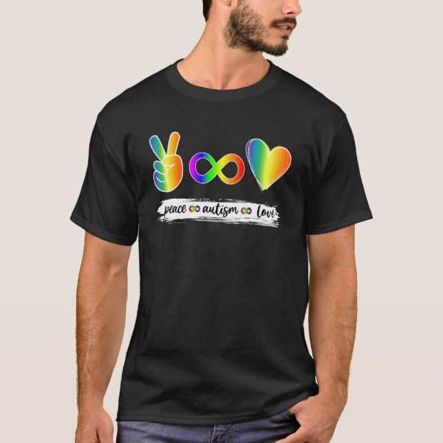 Camiseta Peace Autism Love Infinity Symbol Autism Awareness (Frente)
