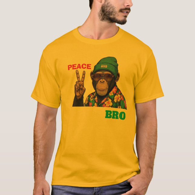 Camiseta Peace Bro Chimpanzee Graphic T-Shirt - Cool Monkey (Frente)