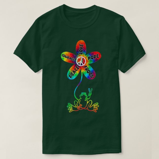 Camiseta Peace Courage Love Hope Sapos Hippie Gift (Frente do Design)