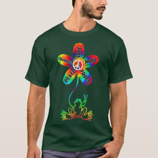 Camiseta Peace Courage Love Hope Sapos Hippie Gift