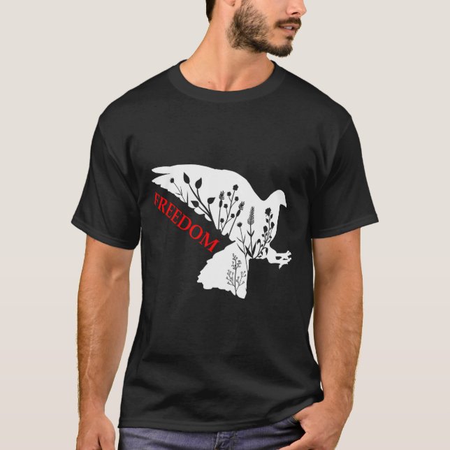 Camiseta Peace Dom White Dove Says Dom Usa Red Dom Saying  (Frente)